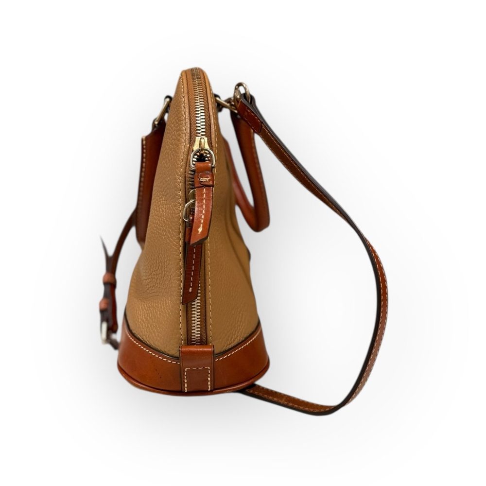 Dooney & Bourke Pebble Leather Zip Zip Satchel Caramel Brown - Picture 4 of 13